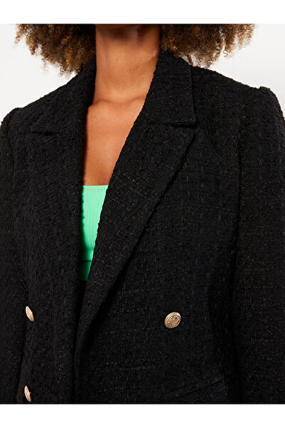 LC Waikiki Kendinden Desenli Uzun Kollu Kadın Tüvit Blazer Ceket