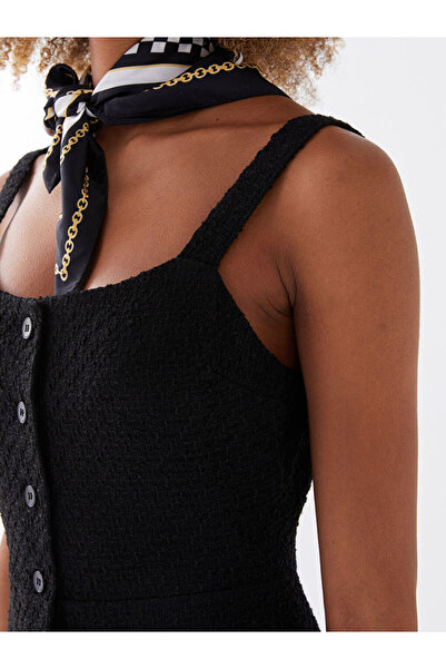 LC Waikiki Black V-Neck Straight Strap Dress