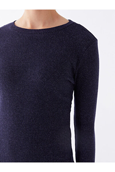 LC Waikiki Dámské úpletové šaty – výstřih, pevný dlouhý rukáv