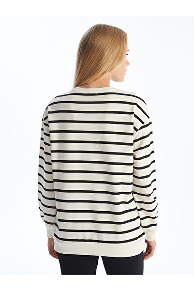 LC Waikiki Bisiklet Yaka Cizgili Kadin Sweatshirt - W4ID62Z8