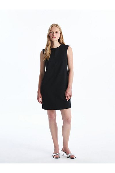 LC Waikiki Lcw Vision Black Women's Crew Neck Straight Dress