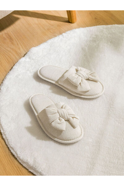 LC Waikiki Lcw Steps Ecru Bow Detailed Women's House Slippers