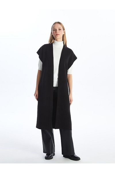 LC Waikiki Oversize Γυναικεία Πλεκτή Ζακέτα - Γιακάς Σάλι, Κοντό μανίκι