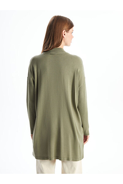 LC Waikiki Green Half Turtleneck Plain Long Sleeve Women's Knitwear Tunic