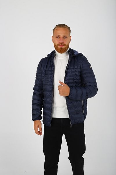 DAKSEL Ανδρικό παλτό με αντιανεμική κουκούλα Navy Blue Puffer