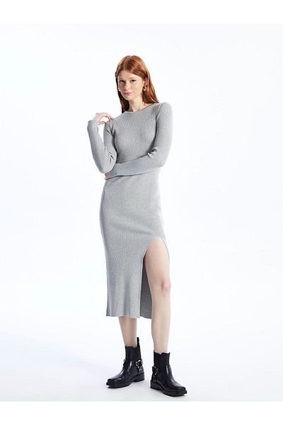 LC Waikiki XSIDE Crew Neck Plain Long Sleeve Women's Bodycon Dress