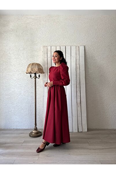 KÜÇÜĞÜM BUTİK Hidžáb Vínové popelínové šaty