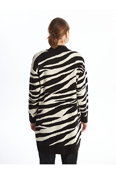 LC Waikiki Black Half Turtleneck Patterned Women's Knitwear Tunic