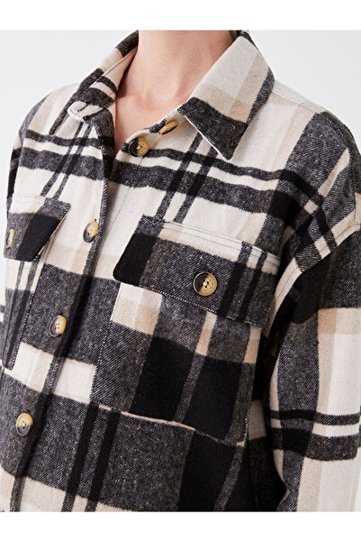 LC Waikiki Plaid Long Sleeve Maternity Lumberjack Shirt Jacket