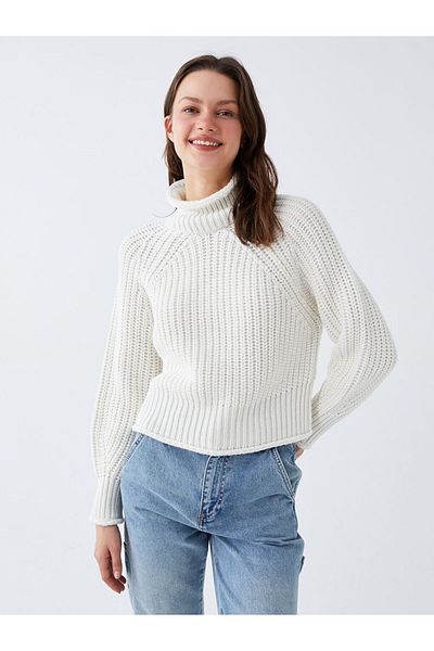 LC Waikiki Half Turtleneck Plain Long Sleeve Oversize Women's Knitwear Sweater