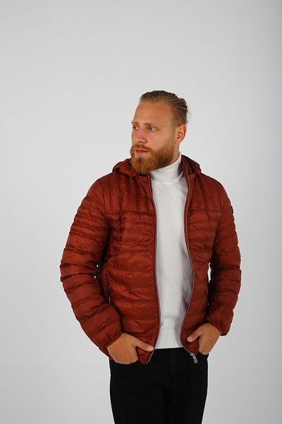 DAKSEL Men's Windproof Hooded Tile Inflatable Coat