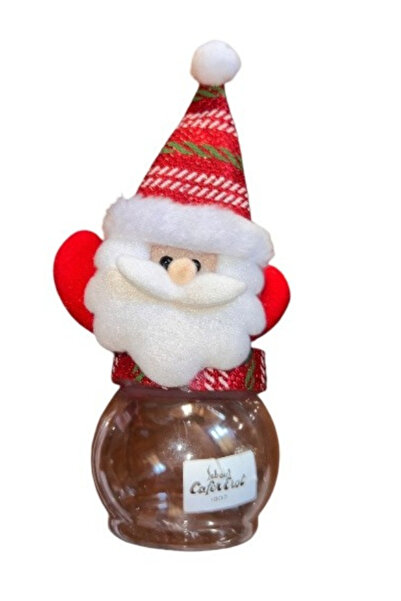 onyyapim NOEL BABA FİGÜRLÜ KIRMIZI KAPAKLI ŞEFFAF YILBAŞI KUTUSU ŞEKERLİK