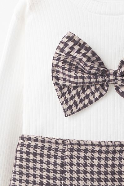 Banamio Dorothy Piti Checkered Two-Piece Set with Bow Detail Shorts Skirt