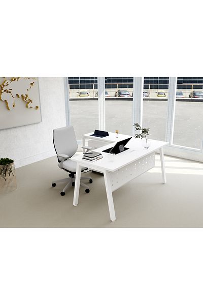 Mahmayi Bentuk 139-18L White Modern Workstation