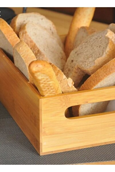 Janset Bamboo 2-Piece Bread Basket Fruit Pot Pantry Kitchen Organizer