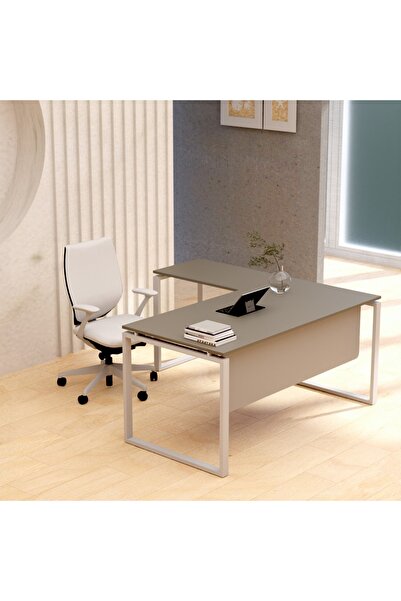 Mahmayi Carre 5114L L-Shaped Modern Workstation Desk without Drawer Grey Ideal for Home