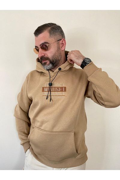 BENESSE Φούτερ με κουκούλα με κουκούλα με τρεις κλωστές χοντρό χειμωνιάτικο minuset κέντημα