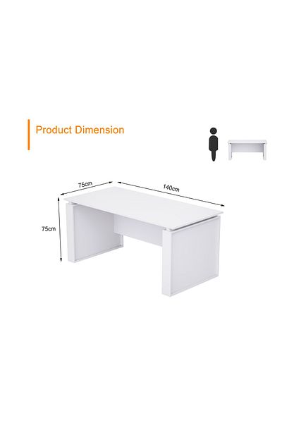 Mahmayi Premium White Modern Office Workstation 140 cm