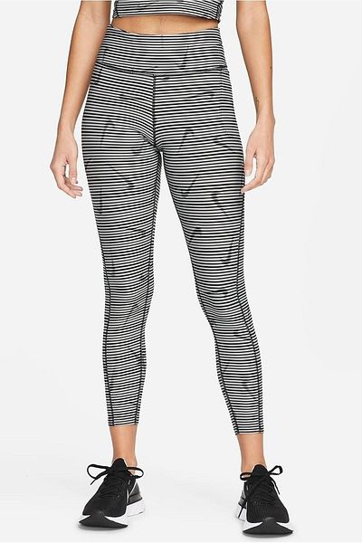 Nike Leggings Dri-Fit Mid Rise 7/8 negru gri - Leggings de ridicare cu 3 buzunare