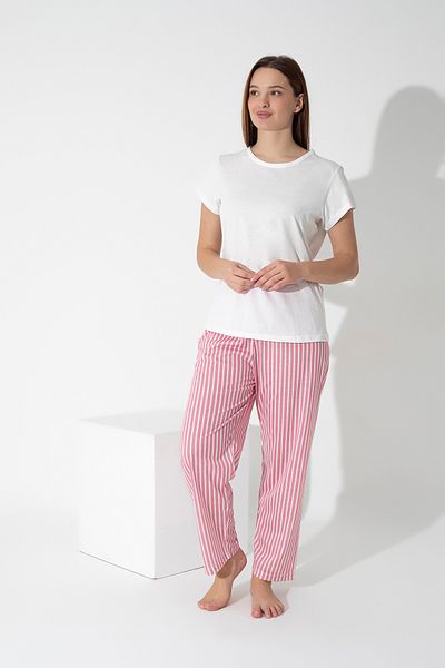 ModaLeaf Pink Color Striped Short Sleeve Pajamas Set 310