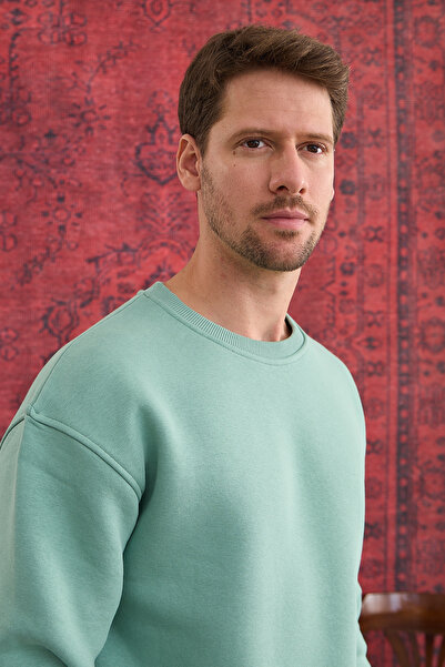 MAXIMILLIAN Erkek %100 Pamuk Oversize Bisiklet Yaka Basic 3 İplik Kumaş Şardo...