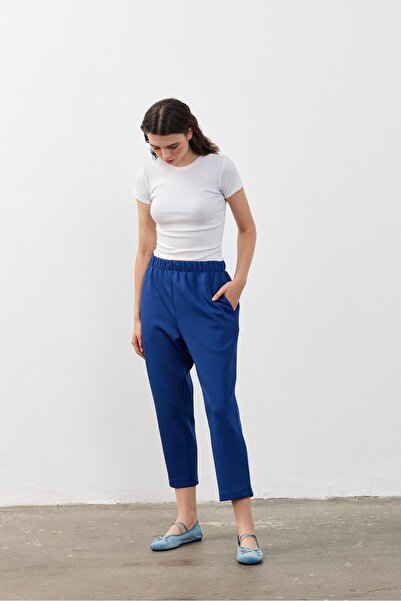 Fahhar Navy Blue Scuba Women's Pants