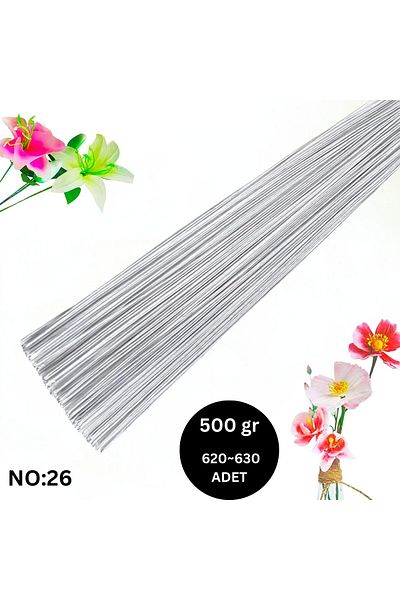 roco paper Σύρμα λευκό τεχνητό λουλούδι, No:26 (0,8 mm) - Σύρμα κατασκευής λουλουδιών, 500 gr (620-630 τεμάχια), 60 cm