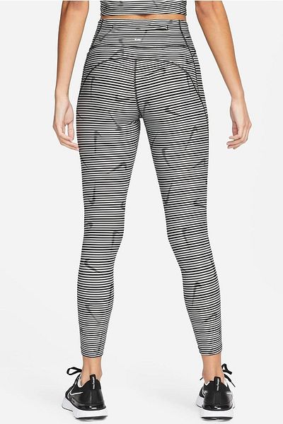 Nike Leggings Dri-Fit Mid Rise 7/8 negru gri - Leggings de ridicare cu 3 buzunare