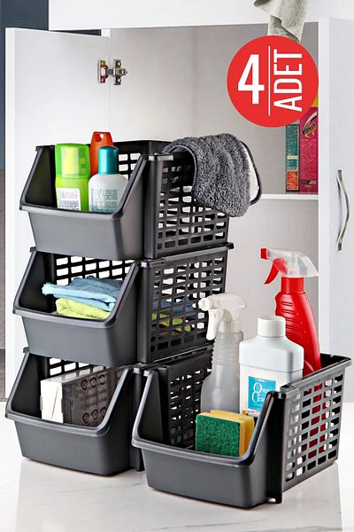 Orvila 4 Pieces Gray Large Size Organizer - Superimposed, Multi-Purpose