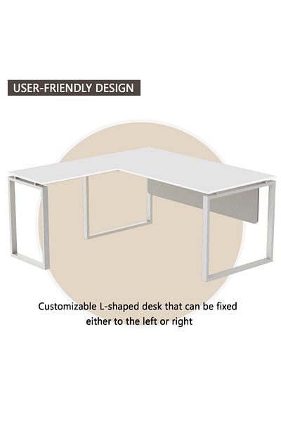 Mahmayi Carre 5114L White Modern Workstation without Drawer