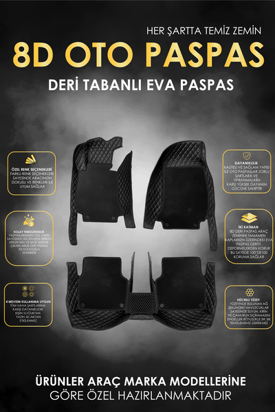 stiloto PEUGEOT RİFTER (2019-2023) Uyumlu Özel Dikim 2 Katmanlı Deri+Eva 8D H...