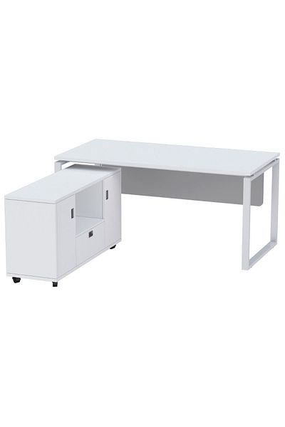 Mahmayi Carre 5116L Executive White Modern Workstation without Drawer