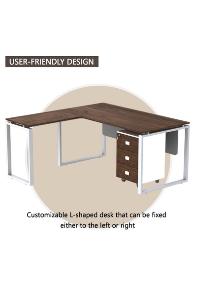 Mahmayi Carre 5114L L-Shaped Modern Workstation Desk with Drawer Truffle Davos Oak Ideal for Home