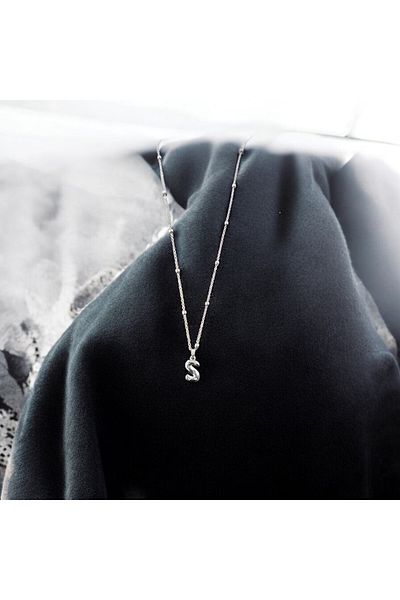 SOSYETEZGAHI Letter S Curved Rhinestone Silver Color Different Chain Combination Necklace