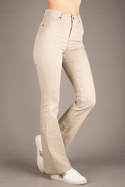 Yağızlar Giyim Women's Beige High Waist Flared Trousers