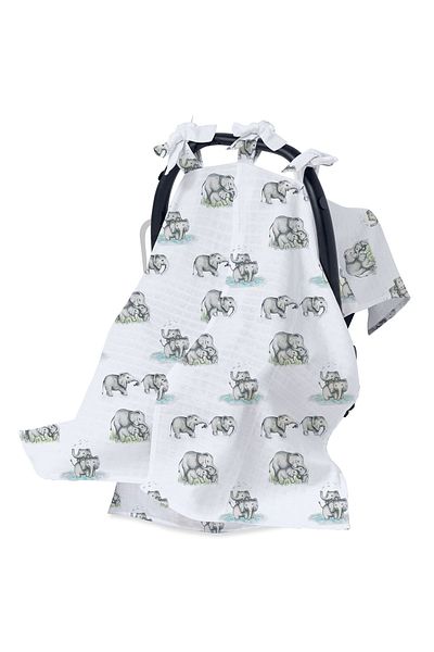 DEUX LAPINS Baby Muslin Stroller Cover Front Face: 77x57 cm Back Face: 77x50 cm 0 Month+