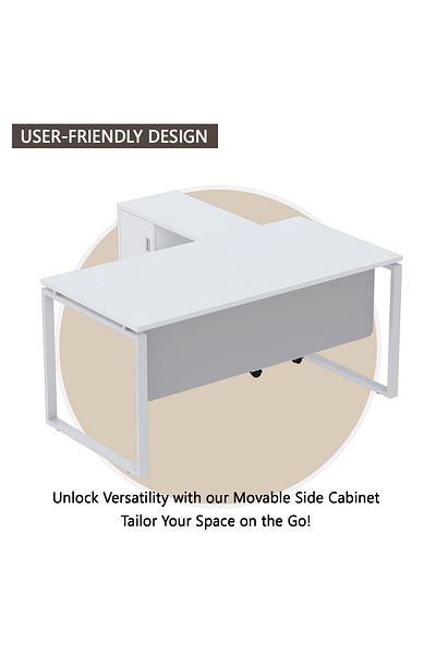 Mahmayi Carre 5116L Executive White Modern Workstation without Drawer