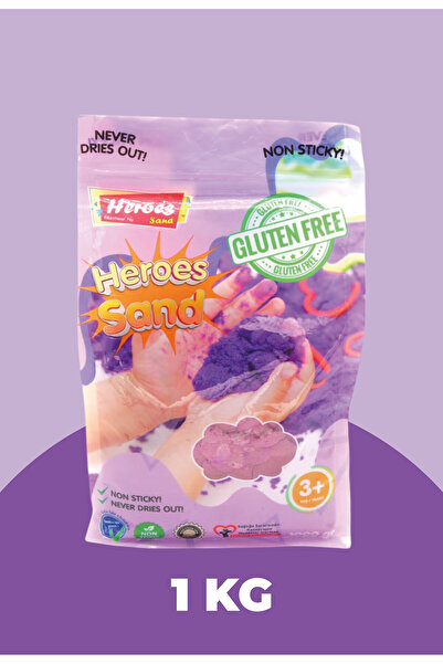 HEROES Kinetik Kum 1000 gr - Eğlenceli Akışkan Eğitici Kinetik Oyun Kumu Mor
