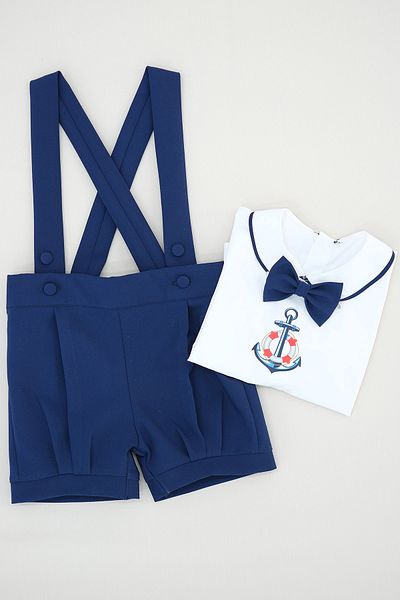 annerüyası Blue Anchor Printed Shorts Salopette Suit