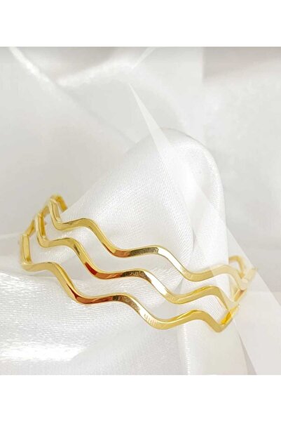 Bontexs Ajda Zikzak Bilezik Gold Paslanmaz Çelik 3LÜ