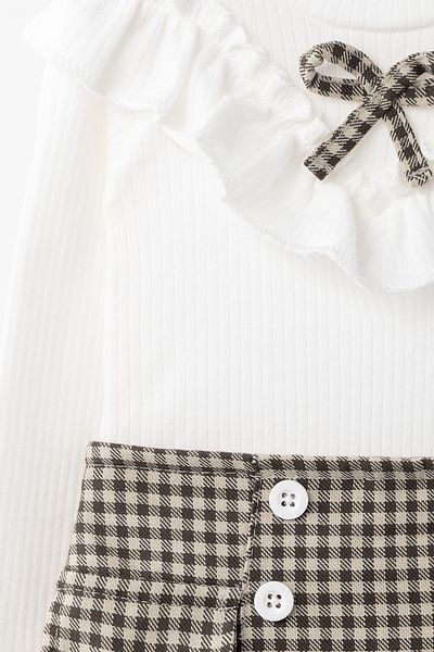 Banamio Janet Piti Checkered Ruffle Detailed Shorts Skirt Two-Piece Set