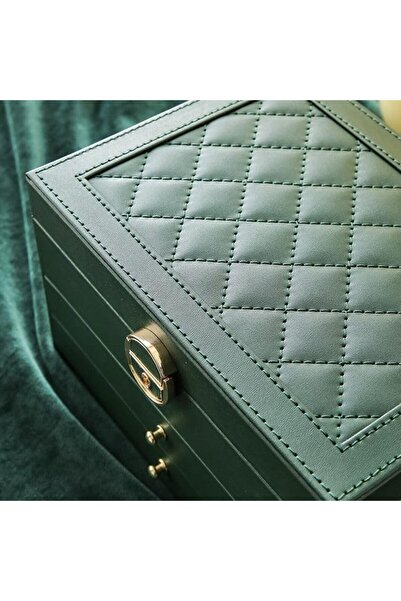 VARSTHREE 3 Katlı Mücevher Kutusu Kadife Küpe Düzenleyici ve Kilitlenebilir Mücevher Tutucu