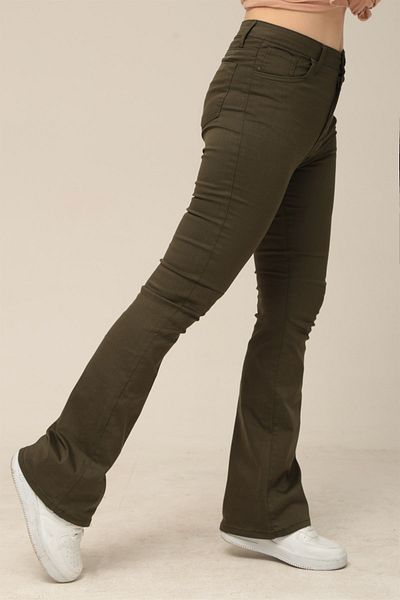 Yağızlar Women's Khaki High Waist Flared Trousers