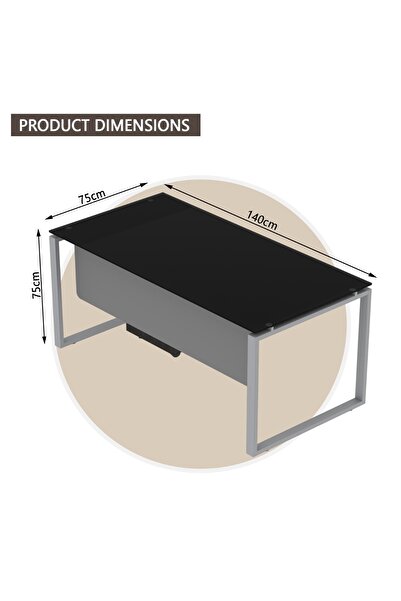 Mahmayi Glas 4114 Black Modern Workstation