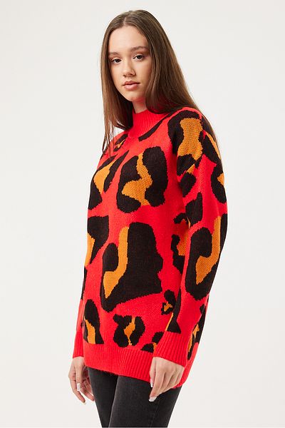 POODLE Pulover țesut cu model leopard de damă