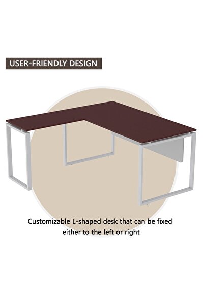 Mahmayi Carre 5116L L-Shaped Modern Workstation Desk without Drawer Apple Cherry Ideal for Home