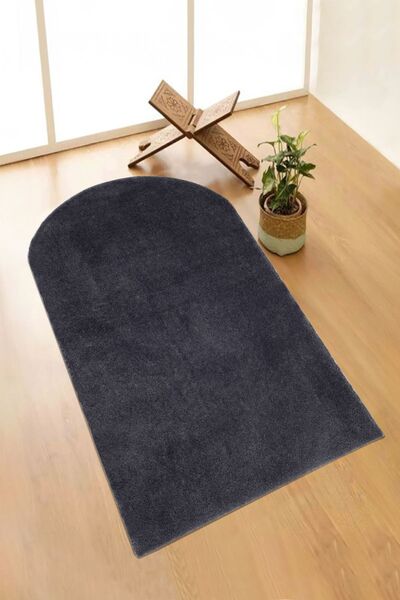 Guaj Home سجادة صلاة قطيفة قابلة للغسل، سجادة صلاة متشابكة أنثراسايت