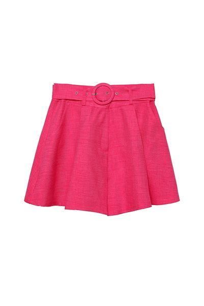 Quzu Belt Detailed Mini Shorts Pink