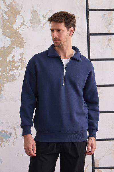 MAXIMILLIAN Men's Half Zipper Regular Fit Sweatshirt Navy