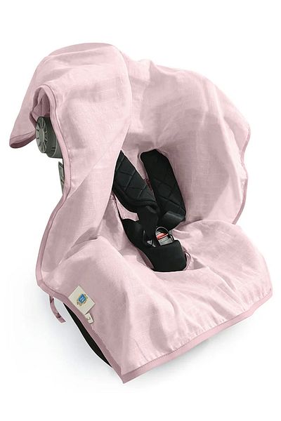 DEUX LAPINS 100% Cotton Muslin Stroller Cover - Innocent Pink Car Seat